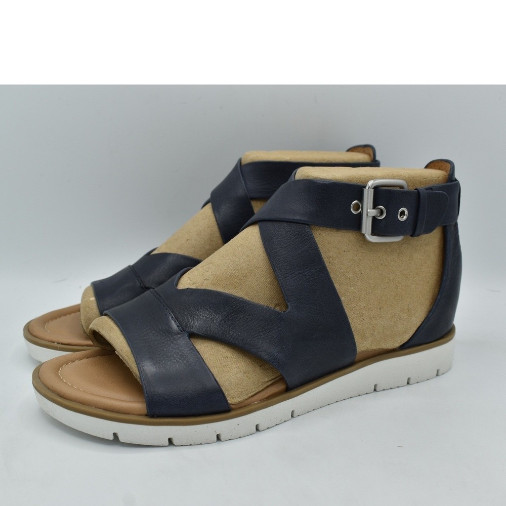 Sofft Womens Size 11 Mirabelle Navy Leather Gladiator Flats Beach‎ Shoes Sandals